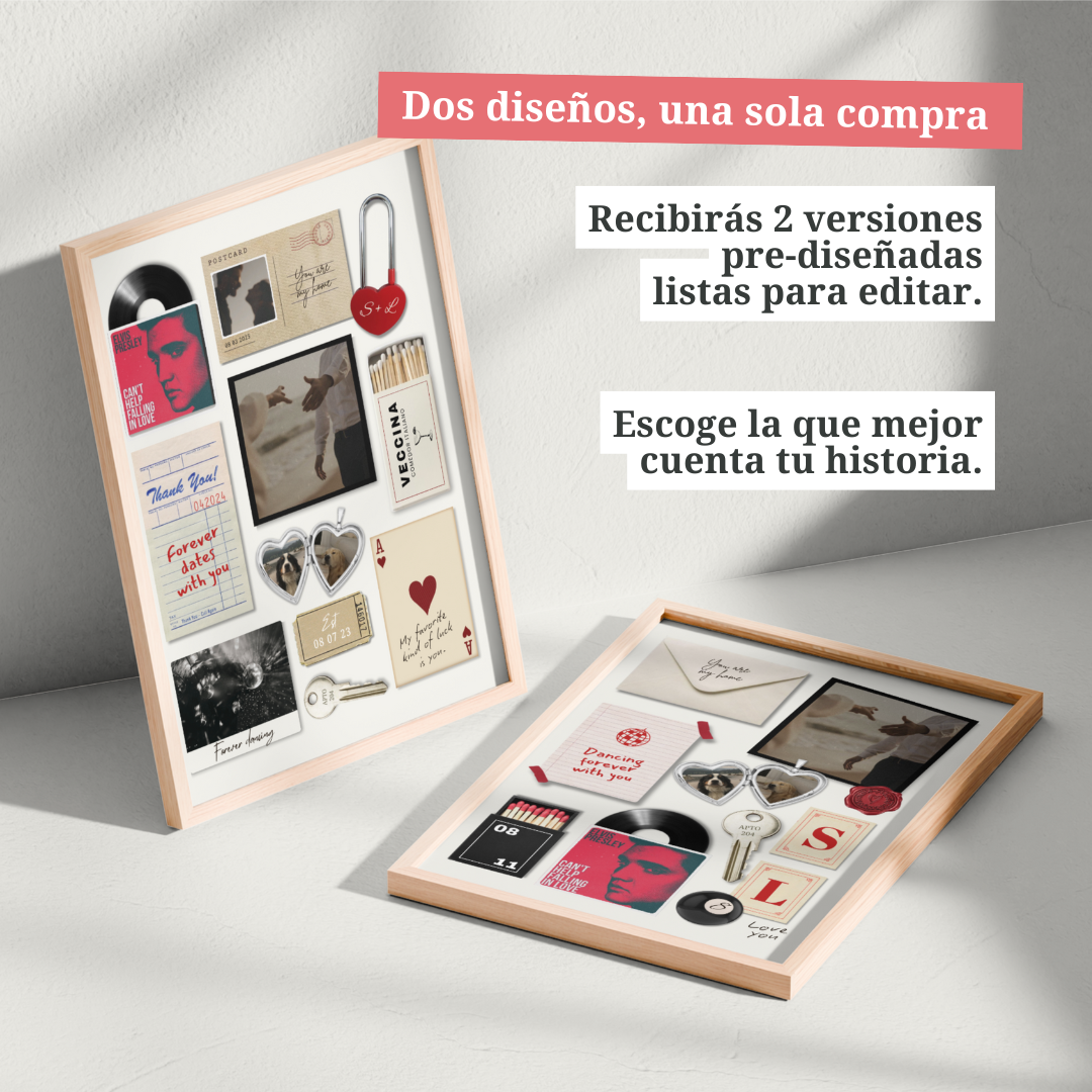 Our Memory Wall – Póster regalo de aniversario editable en Canva