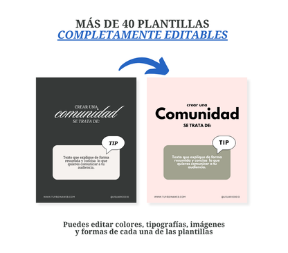Conjunto de 43 plantillas editables para carruseles y publicaciones en Canva