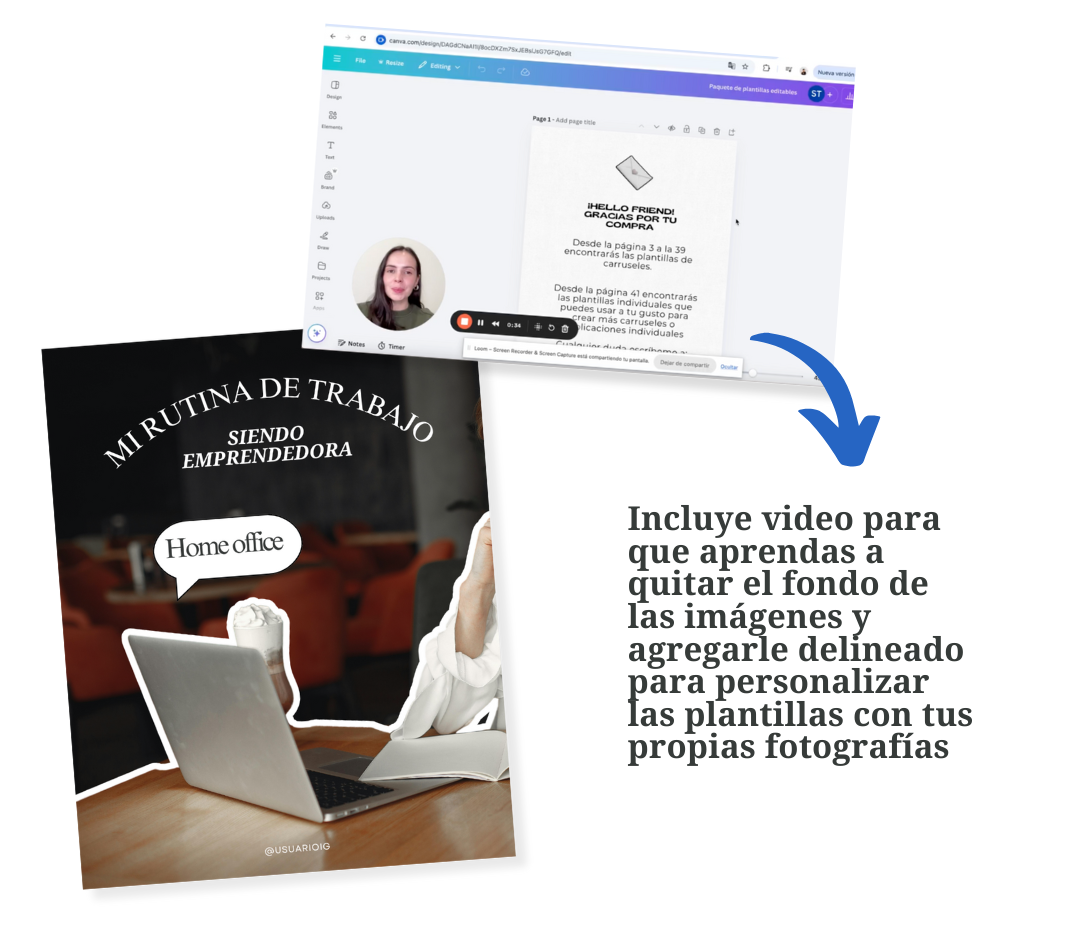 Conjunto de 43 plantillas editables para carruseles y publicaciones en Canva