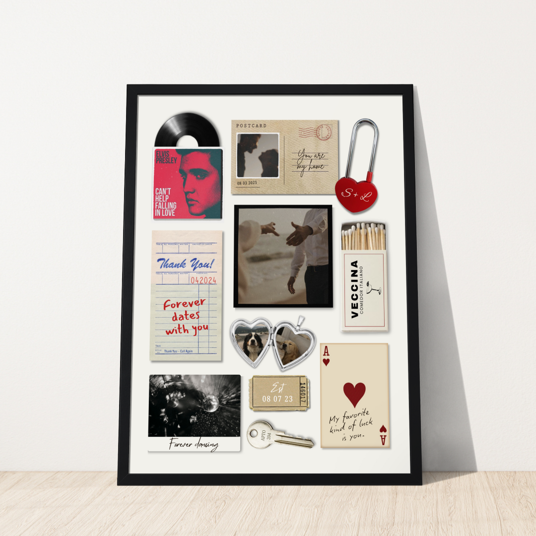 Our Memory Wall – Póster regalo de aniversario editable en Canva