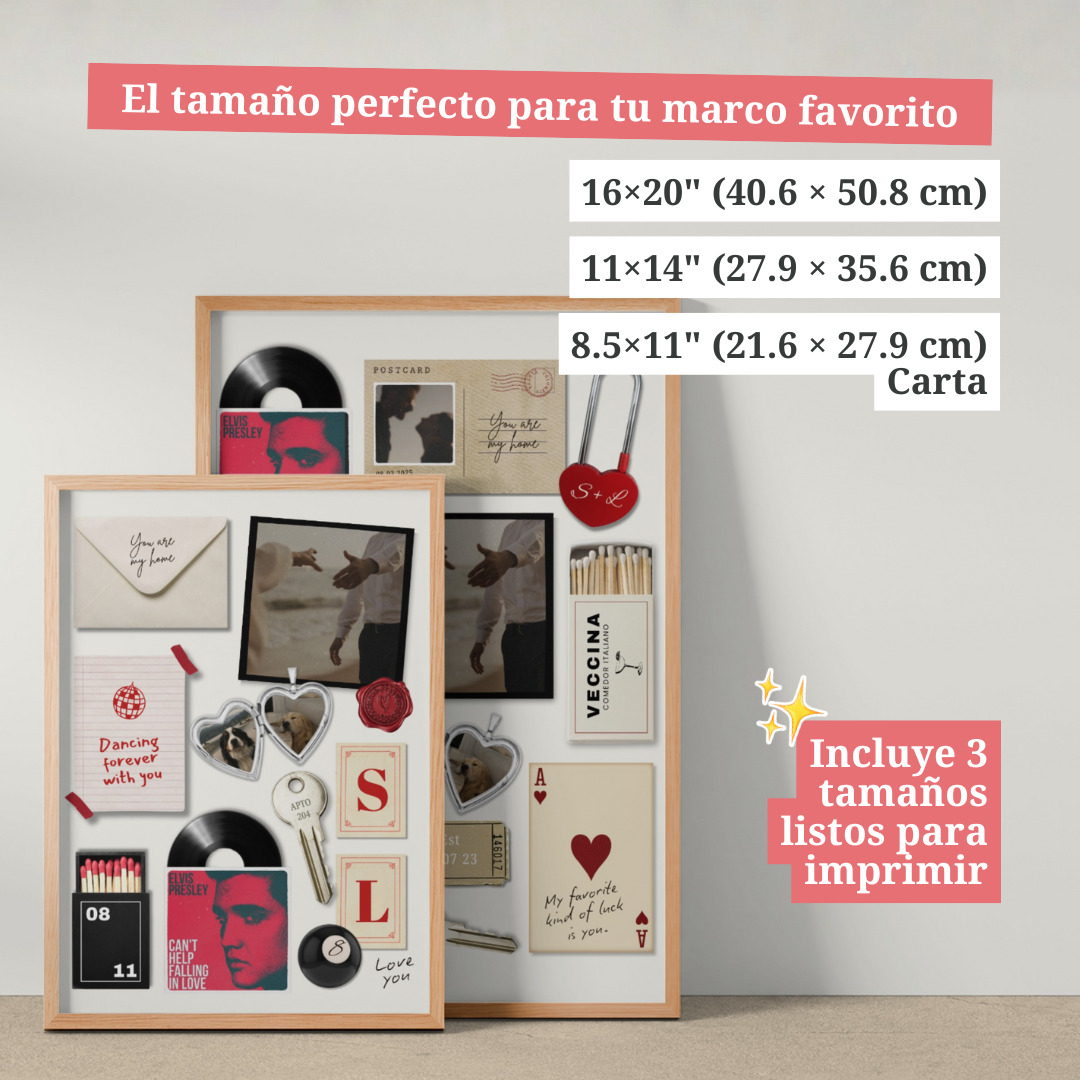 Our Memory Wall – Póster regalo de aniversario editable en Canva