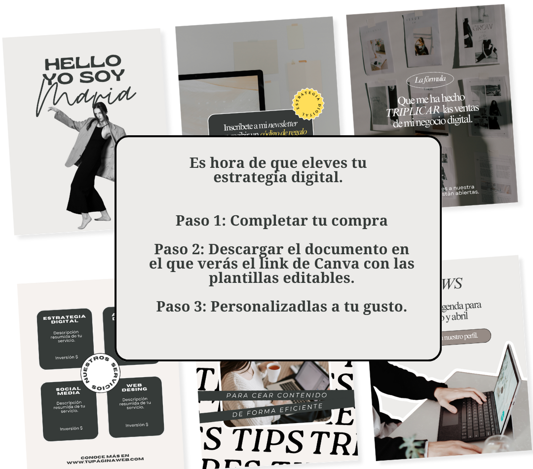 Conjunto de 43 plantillas editables para carruseles y publicaciones en Canva