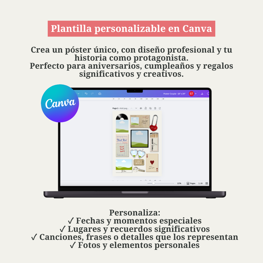 Our Memory Wall – Póster regalo de aniversario editable en Canva